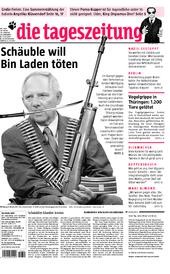 Wolfgang Schäuble auf der Titelseite der “taz” (9. Juli 2007)