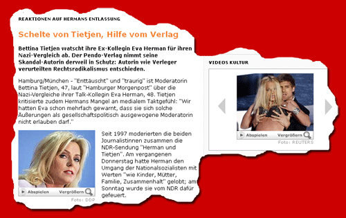 Eva Herman (links) und Britney Spears (rechts) bei “Spiegel Online”