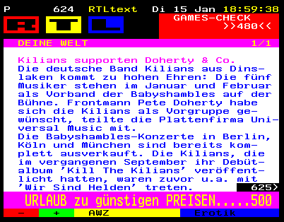 RTL-Text: Kilians supporten Doherty & Co.