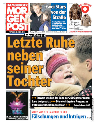 Titelseite "Hamburger Morgenpost", 13. November 2009