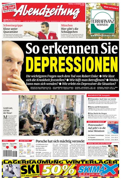 Titelseite "Abendzeitung", 13. November 2009