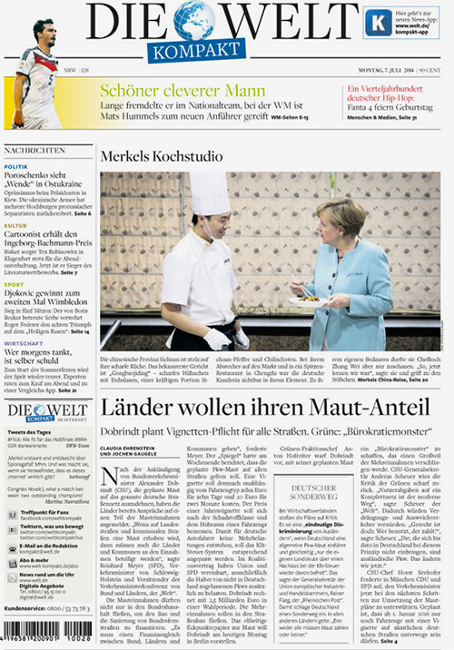 Titelseite "Welt Kompakt" vom 7. Juli 2014